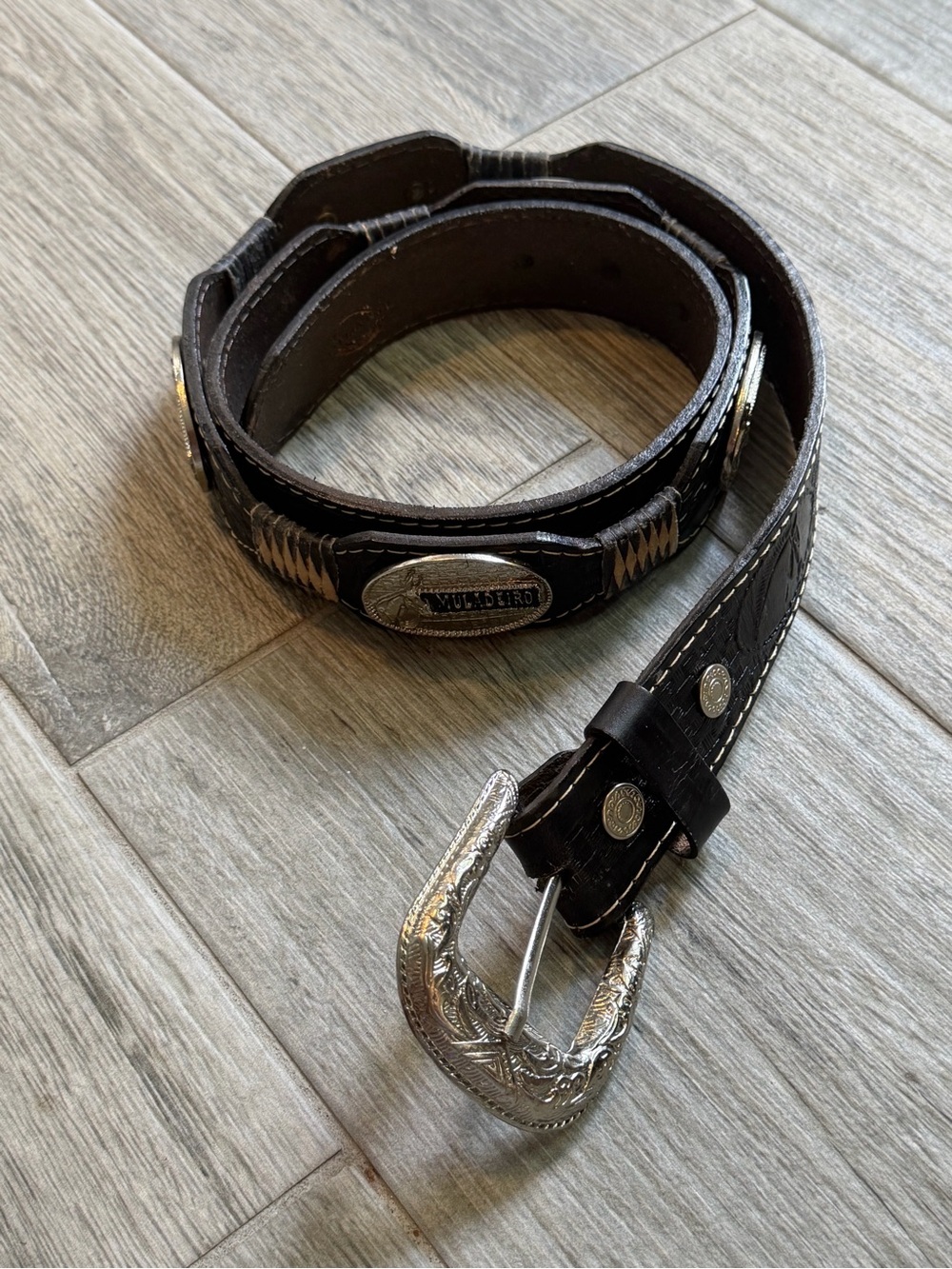 Brunello's Men's Western Cowboy Basket Weave Leather Belt Size 46